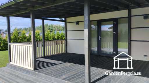 Premium mørkegrå havepavillon med metaltag 4x6m