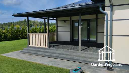 Premium mørkegrå havepavillon med metaltag 4x6m