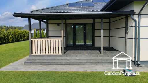 Premium mørkegrå havepavillon med metaltag 4x6m