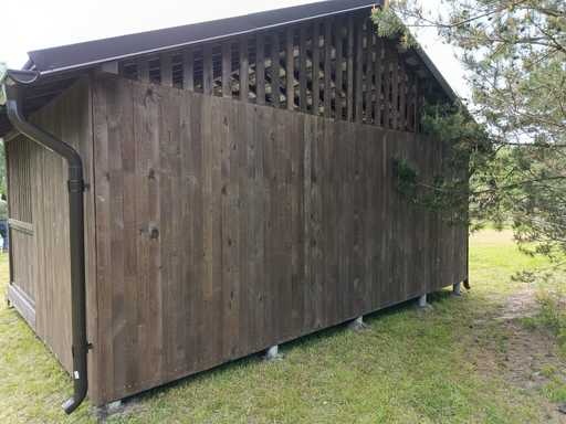 4x6 m Træpavillon — Rummelig Havepavillon med Gulv og Dobbelt Tag