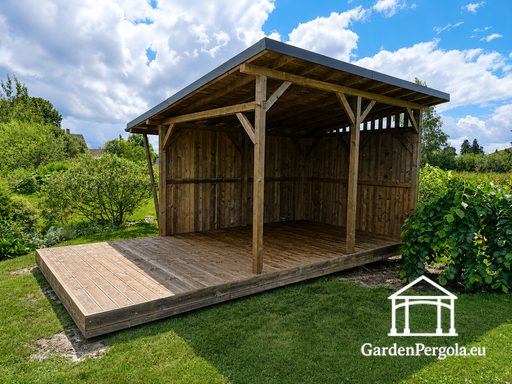 3x6 m naturligt træhavepavillon dækket med 3x4 m tag - garden gazebo pergola