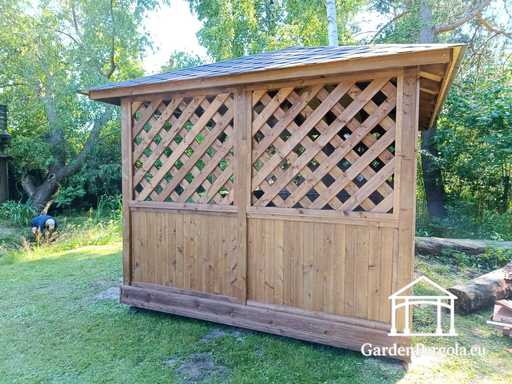 3x4 m Mørkebrun Trægazebo til Haven