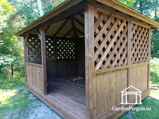 3x4 m Mørkebrun Trægazebo til Haven
