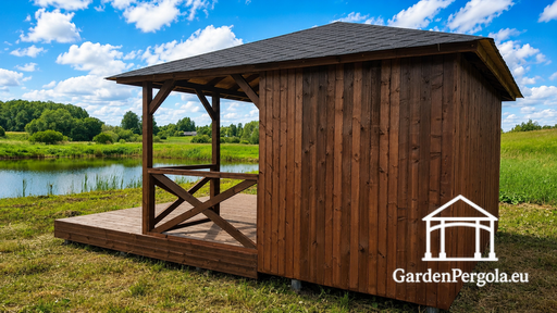 4x4,5 m Trægazebo med 2x4,5 m Åben Terrasse