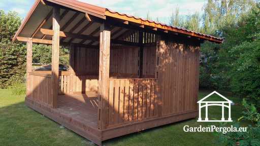 4x6 m Brun Træhavepavillon