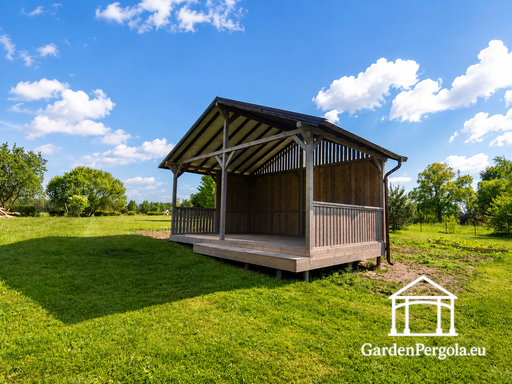 4x6 m Grå Trægazebo med Trin - garden gazebo pergola