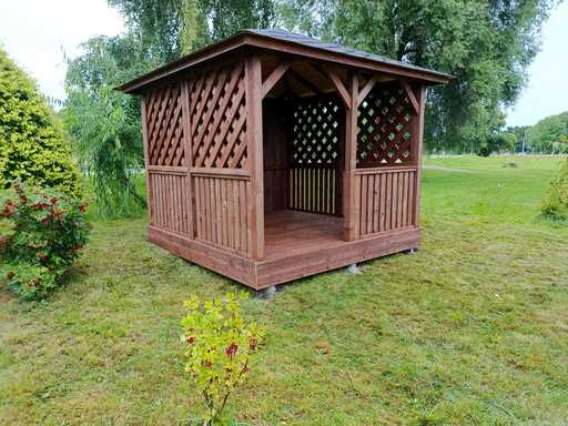 3×3 m Brun Træhavepavillon med Gulv