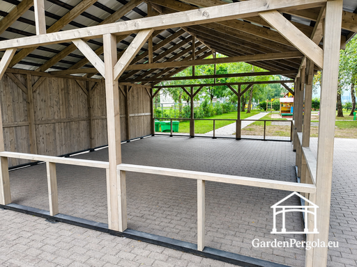 6x8 m naturlig træpavillon uden gulv