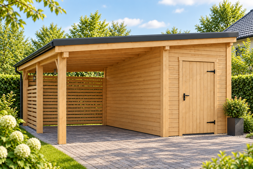 4x5 m træcarport med et lille opbevaringsrum - garden gazebo pergola