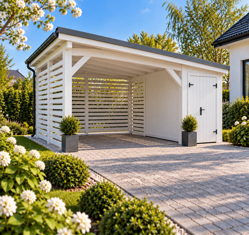 4x4,5 m træcarport med et lille opbevaringsrum - garden gazebo pergola