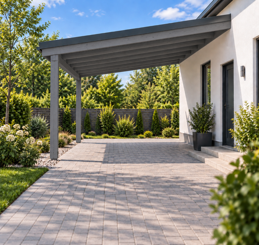 4x4 m hus-tilsluttet træcarport - garden gazebo pergola