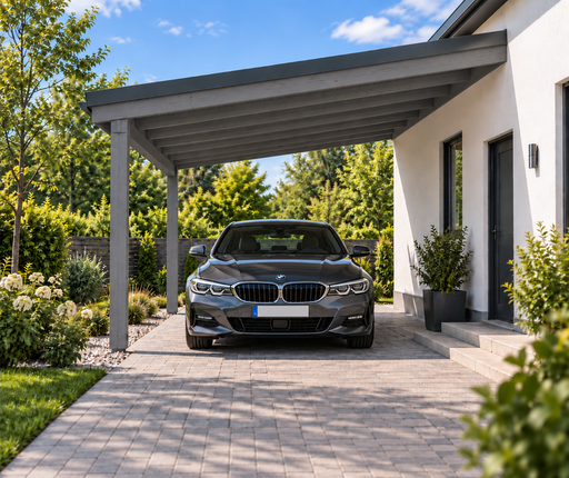 4x4 m hus-tilsluttet træcarport