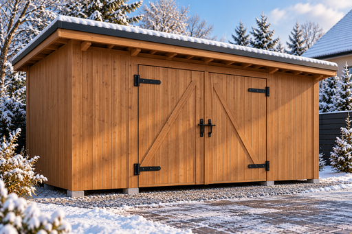 3 × 5 m haveskur i træ med dobbeltdøre - garden gazebo pergola
