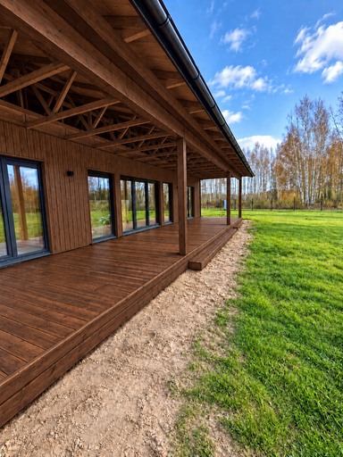 13 x 3 m naturlig træterrasse med trin - garden gazebo pergola
