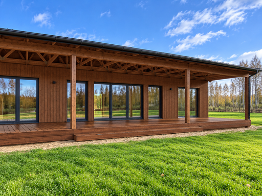13 x 3 m naturlig træterrasse med trin