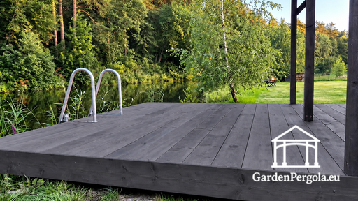 3 x 5 m træterrasse til svømmeområde - garden gazebo pergola