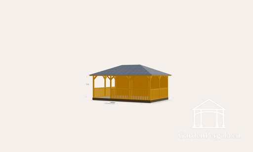 Pavillon 4x6m med grå skifer fire-skrå tag