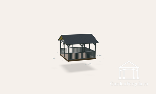 Gazebo 4x4m with anthracite gray shingle dual slope roof